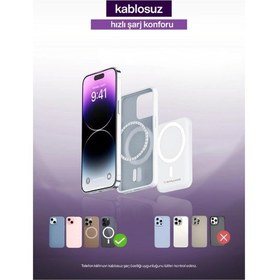 Resim Sprange Sr-p28m 12000mah Magsafe Powerbank 15w Kablosuz Şarj, 20w Pd Hızlı Şarj, Lcd Ekranlı, Standl Beyaz 