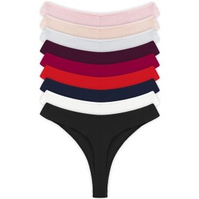 Resim Cottonhill Basic Pamuklu Kadın Tanga Külot 9'lu Paket Renkli-8 Çok Renkli 