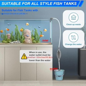 Resim GUZMYYF 300ml/10 Liter Büyük Kapasiteli Balık Tankı Su Değiştirici ve Pompası - Şeffaf Emici Tasarım, Kolay Kurulum, Bataryasız, Tatlı ve Tuzlu Su Akvaryumları için Dayanıklı ve Kolay Temizlenebilir Yapı 