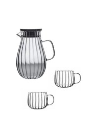 Resim Qerhome Borosilikat Cam Papatya Sürahi 1800 Ml Ve 2 Adet Papatya Kupa 350 Ml 