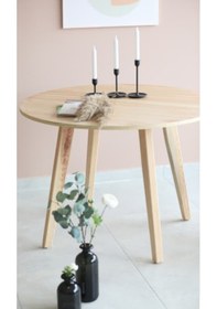 Resim Naturalwood Yuvarlak Yemek Masası, Modern Çam Kaplama Yemek Masası, Toplantı 