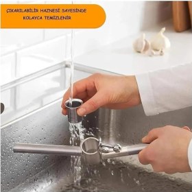 Resim Sogud Paslanmaz Çelik Sarımsak Ezici - Ergonomik Saplı Sarımsak Presi, Dayanıklı Sarımsak Öğütücü ve Sarımsak Kesici, Kolay Temizlenen Mutfak Aleti, Pratik Sarımsak Ezme Aparatı 