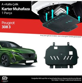 Resim S-dizayn Peugeot 308 Çelik Karter Muhafaza Koruma 2021 Üzeri A+ Kalite 