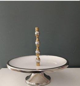 Resim Lamedore Silver Balls Tek Katlı Beyaz Kek Standı 28x28x24 Cm 