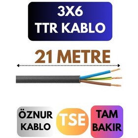 Resim Öznur 3x6 Ttr Kablo Metre Seçenekli Siyah - 21 Metre 