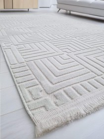 Resim Dekhera Halı Bienca 6495 Krem Parlak Dokuma Kesme Halı - 120X180 