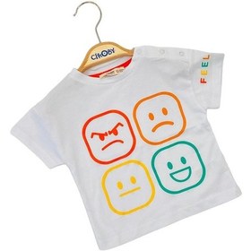 Resim Çikoby Erkek Bebek Yüz Baskılı Pamuklu Tshirt-11640-beyaz Beyaz 