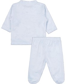 Resim Minidamla Filli Nakış Patikli 2Li 1-6 Ay Pijama Takımı - Mavi - Mavi / 3-6 Ay 