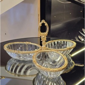 Resim Alya Home Gold Metal Çerçeveli Üçlü Çerezlik 