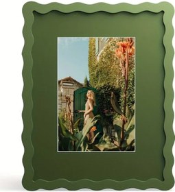 Resim Gaojunshop01 Yeşil 8x10 İnç Dalgalı Duvar Ve Masaüstü Fotoğraf Çerçevesi Modern Dekor 