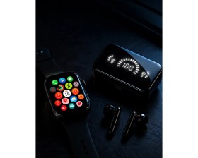 Resim Marsilyan Şık Tasarımlı Akıllı Saat ve Bluetooth Kulaklık Seti Suya Dayanıklı ve Çok Fonksiyonlu 