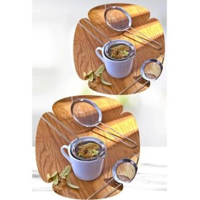 Resim Paslanmaz Metal Çay Süzgeci, Çok Amaçlı, 3'lü Set 