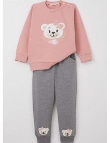 Resim Breeze Kız Bebek Eşofman Takım Sevimli Ayıcık Nakışlı Çiçekli 9 Ay-3 Yaş, Gülkurusu Gül Kurusu 