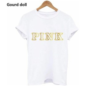 Resim Qianyi Harajuku Moda Pembe Mektup Baskılı Kawaii Rahat O-neck Kadın T-shirtkahverengi 