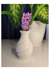 Resim Bohem Tarzda Dekoratif Vazo - 15cm Beyaz 