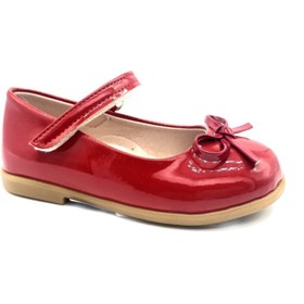 Resim Nubebe Kız Bebek Kırmızı Rugan Babet 