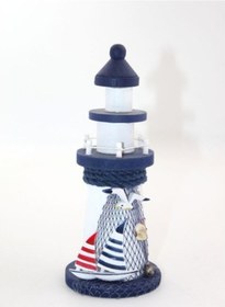 Resim Büro Ev Ofis Dekoru İçin Ahşap Tasarımlı Deniz Feneri Hediyelik 