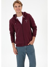 Resim U.S. Polo Assn. Erkek Regular Fit Koyu Bordo Şardonlu Örme Hırka 50313755-VR177 