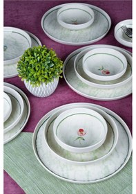 Resim Ebrusu 18 Parça 6 Kişilik Porselen Yemek Takımı Çok Renkli 