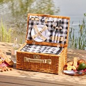 Resim Perotti Cestino Italy Siyah Ekose Astarlı 4 Kişilik Piknik Sepeti 