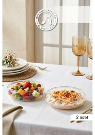 Resim Selen Concept Simge Model Küçük Boy El Yapımı Cam Salata Kasesi 2'li Set Şeffaf 
