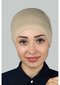 Resim Altobeh Hazır Pratik Geçmeli Lastikli Tesettür Bone - Kum Beji 