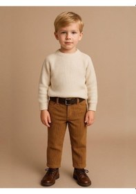 Resim Zekids Erkek Çocuk Fitilli Kadife Kemerli Pantolon-16329 Kahverengi 