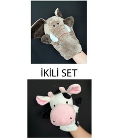 Resim El Kuklası Fil Ve İnek Arkadaşlar El Kuklası İkili Set 