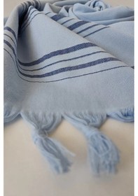 Resim Mavi Çizgili Havlu Peştemal - Yumuşak Ve Yüksek Su Emici - %100 Pamuk Mavi 