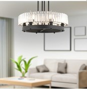 Resim Azalea 6Lı Siyah Kristalli Taşlı Modern Tasarım Kristal Salon Avize 