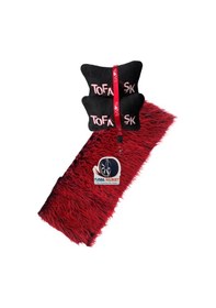 Resim Tofaş Uyumlu Kırmızı Siyah Peluş Torpido Koruma Halısı & Örtüsü / Tofaş Araç Boyun Yastığı 