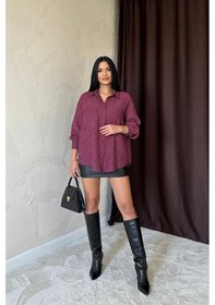 Resim Fuşya Işıltılı Gömlek Fuşya 