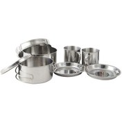 Resim Mufunye Pratik, Paslanmaz Çelikten Yapılmış, Taşınabilir Mutfak Seti - 8 Parça, Depolama Çantası Dahil Gümüş 