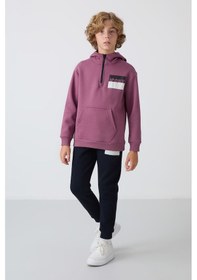 Resim Tommylife Tommy Life Soft Vişne-lacivert Pamuklu Kalın İçi Tüylü Yumuşak Dokulu Standart Fit Baskılı Erkek Çocuk Eşofman Kırmızı - Lacivert 