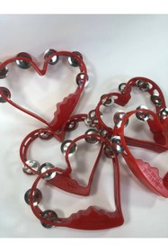 Resim Hobigram Kırmızı Kalp Desenli Kına Gecesi Zilli Tef 5 Adet – Kına Eğlence Aksesuarı 