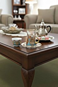 Resim 18 Parça Gold Cam Tabaklı Premium Çay Takımı Lüks Misafirlik & Çeyizlik Cam Bardak Seti Şeffaf 