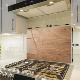 Resim Decorita Cam Ocak Arkası Koruyucu | Retro Ahşap Görünümlü | 49,5cm x 76cm 