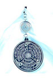 Resim biuti Zirkon Taşlı Siyah Renkli Çelik Çift Taraflı Ayetel Kürsi / Felak Nas Ihlas Araba Dikiz Ayna Süsü 