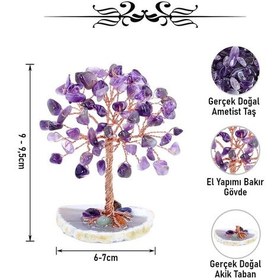 Resim Valkyrie Ametist Yaşam Ağacı Kristal Bonsai Doğal Taş Dekor El Yapımı Tel Ağaç Meditasyon & Ofis Masaüstü Süs 