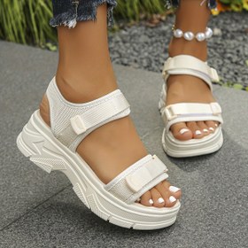 Resim 2025 Yaz Yeni Yumuşak Tabanlı Kalın Taban Kadın Spor Sandaletleri, Yükseklik Artırıcı Sihirli Bant Tatil Sandaleti, 2025 Yaz Plaj Ayakkabısı, Trendy Yüksek Topuklu Minimalist Bayanlar İçin Şık Plaj Terliği 