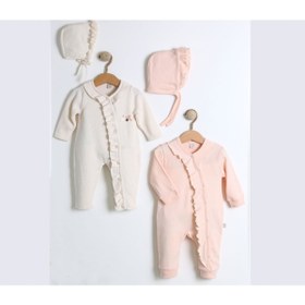 Resim Nipperland 4 Mevsim %100 Natural Cotton Triko Kız Bebek Tulum Takım (2TULUM 2 ŞAPKA) 