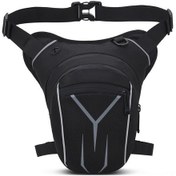 Resim Wezone Motorsiklet Bacak Çantası - Su Geçirmez, Ayarlanabilir, 3 Fermuarlı Cep Siyah 