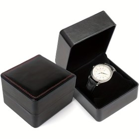Resim Siyah Parlak Klasik Saat Kutusu - Premium Suni Deri Hediye Kutusu, Manyetik Kapanışlı, 17x8x18cm, Saatler ve Takılar için Mükemmel, Sevgililer Günü, Babalar Günü ve Daha Fazlası için İdeal, Takı Hediye Kutusu, Takı Kutuları 