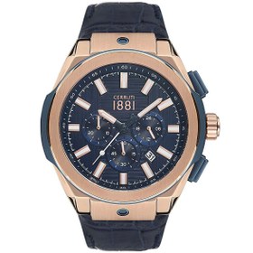 Resim Cerruti 1881 Cra163srbl03abl 47 Mm Lacivert Deri Kordonlu Kronolu Erkek Kol Saati 