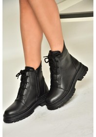 Resim Fox Shoes T555102903 Siyah Hakiki Deri Alçak Topuklu Kadın Bot Siyah 