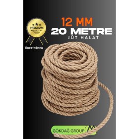 Resim 12 mm 20 M Jüt Halat Dekoratif Hasır Ip, Doğal ve Şık Tasarım 