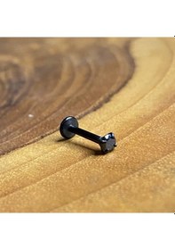 Resim Aya Tasarım Siyah Renk Siyah Taslı Helix/kıkırdak/labret Piercing 