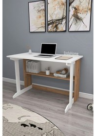 Resim Vennüs 100x55 Cm Kütüphaneli Geniş Çalışma Masası Laptop Bilgisayar Masası Ofis Ders Masası Çam-beyaz 