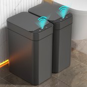 Resim 2 Adet Kapaklı Siyah Banyo Çöp Kutusu, Dokunmatik Sensörlü Otomatik Hareket Sensörli İnce Çöp Kovası, Akıllı Elektrikli Dar Çöp Kutusu - Yatak Odası, Ofis, Mutfak, Banyo, Çamaşırhane ve Karavan İçin 