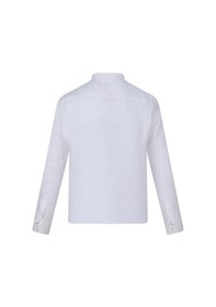 Resim Beyaz Comfort Fit 100% Keten Düğmeli Yaka Uzun Kollu Keten Gömlek 35828 4111993 